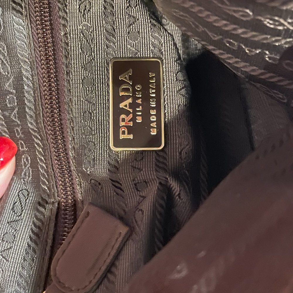Prada Vintage Cloth Handbag; Brown - Picture 6 of 13
